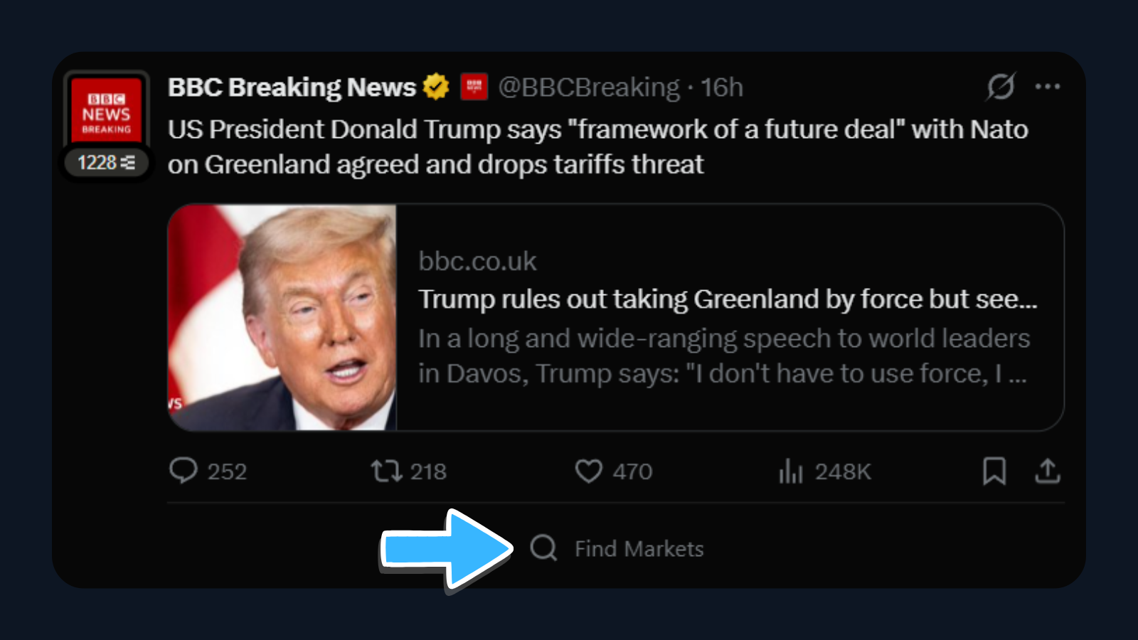 PollyX search button on Twitter tweet